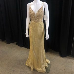 Platinum Label Gold Prom Dress - Style 3820LG